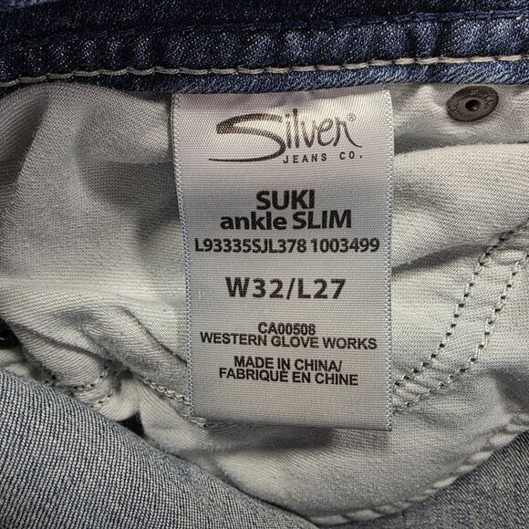 Silver Jeans Co Jeans Womens 32x27 Blue Suki Ankle Slim Stretch Distressed Curvy - Picture 6 of 11